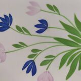 Duo d’assiettes à dessert Gien décor floral bleu et mauve peint à la main