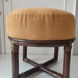 Rattan pouf with velvet