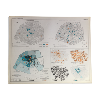 Map plan Paris 1965