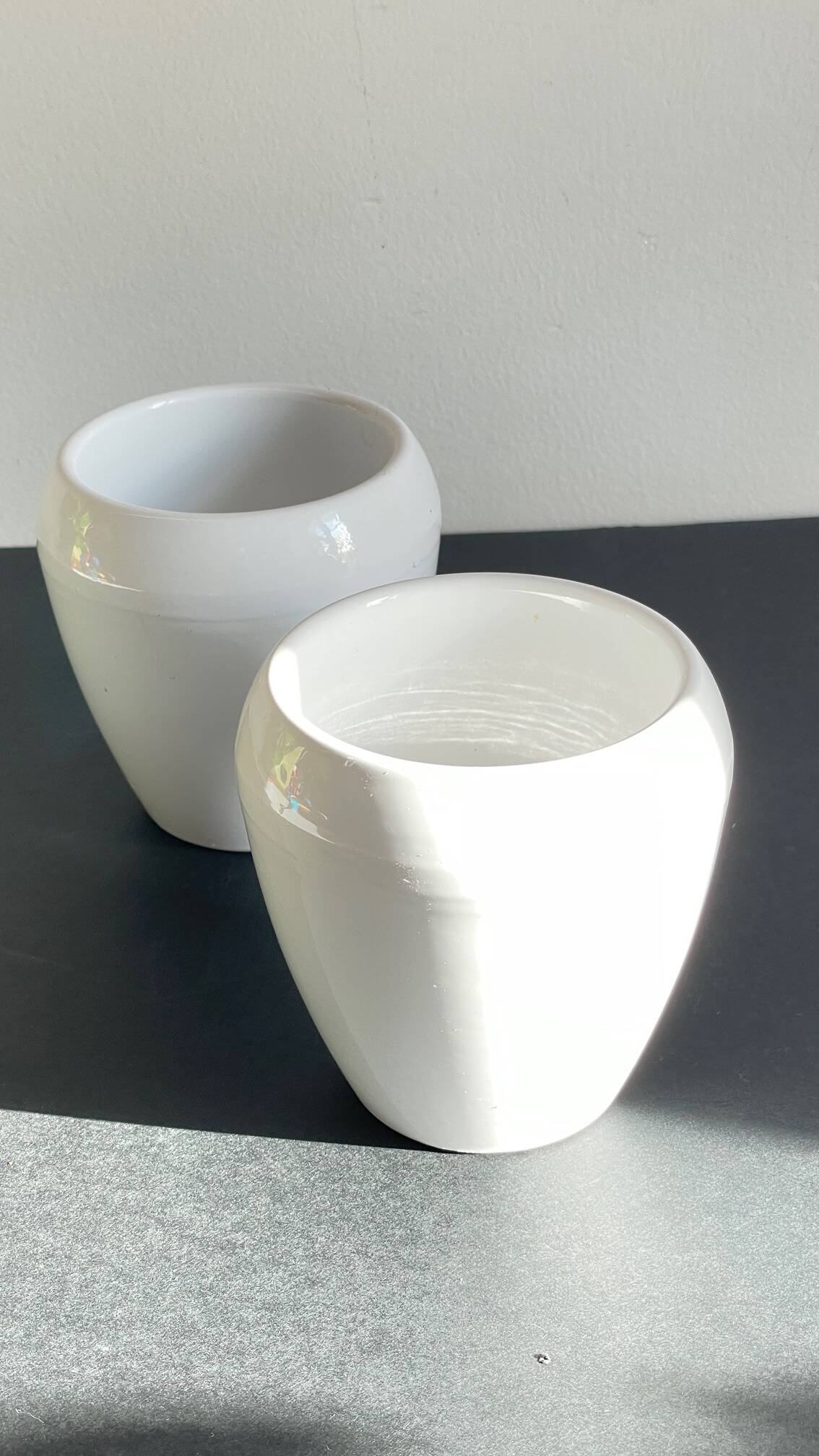 Pair of White Ceramic Candle Holders