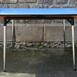 Blue formica set, a table and its 4 chairs, vintage, 60s