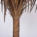 Italian Hollywood Regency Palm-shaped lamp in brass and wood with cabinet