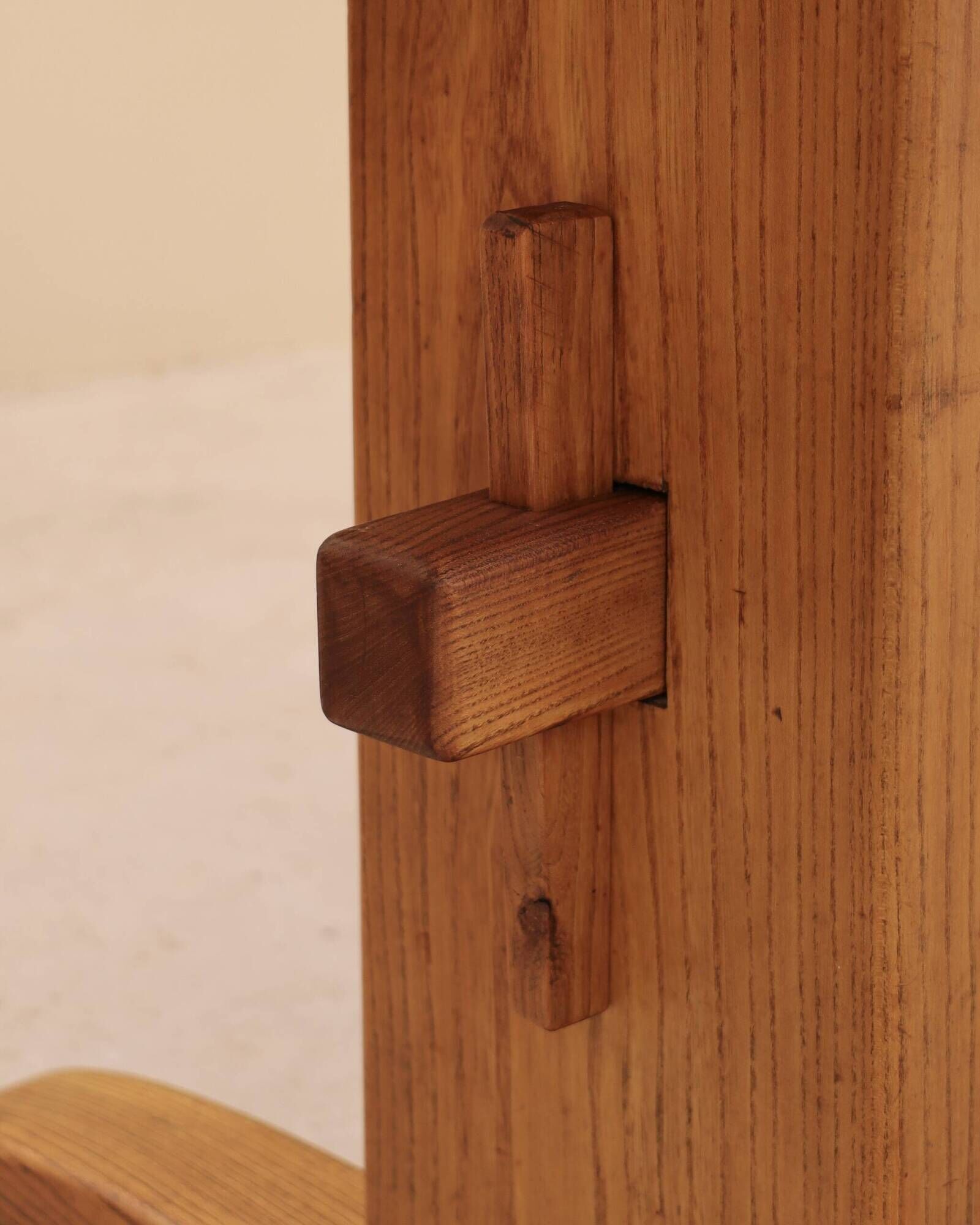 Table in solid elm, France, 1980s