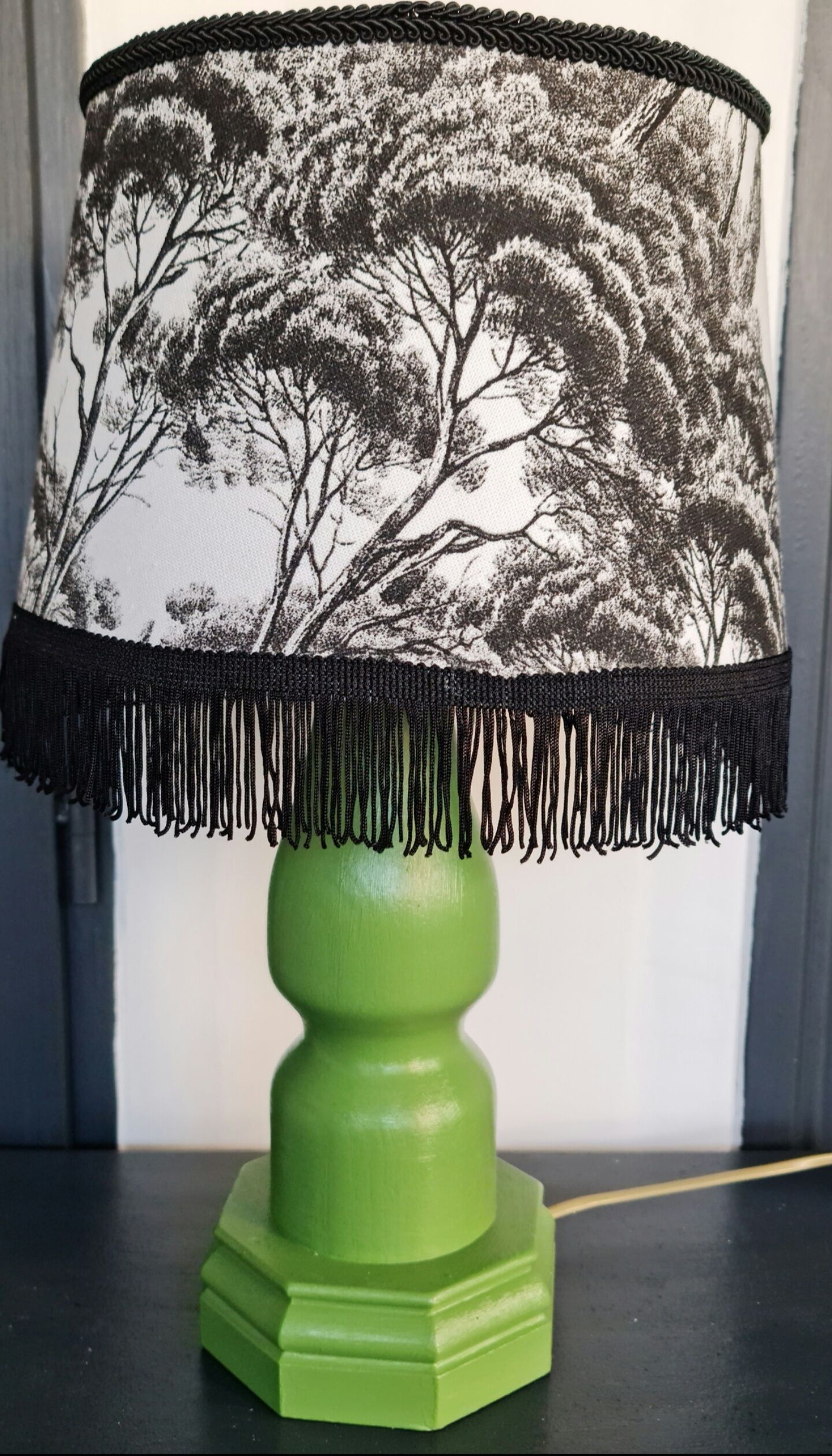 Lamp foot wood cabinetmaker abbat day cypress fabrics white and black