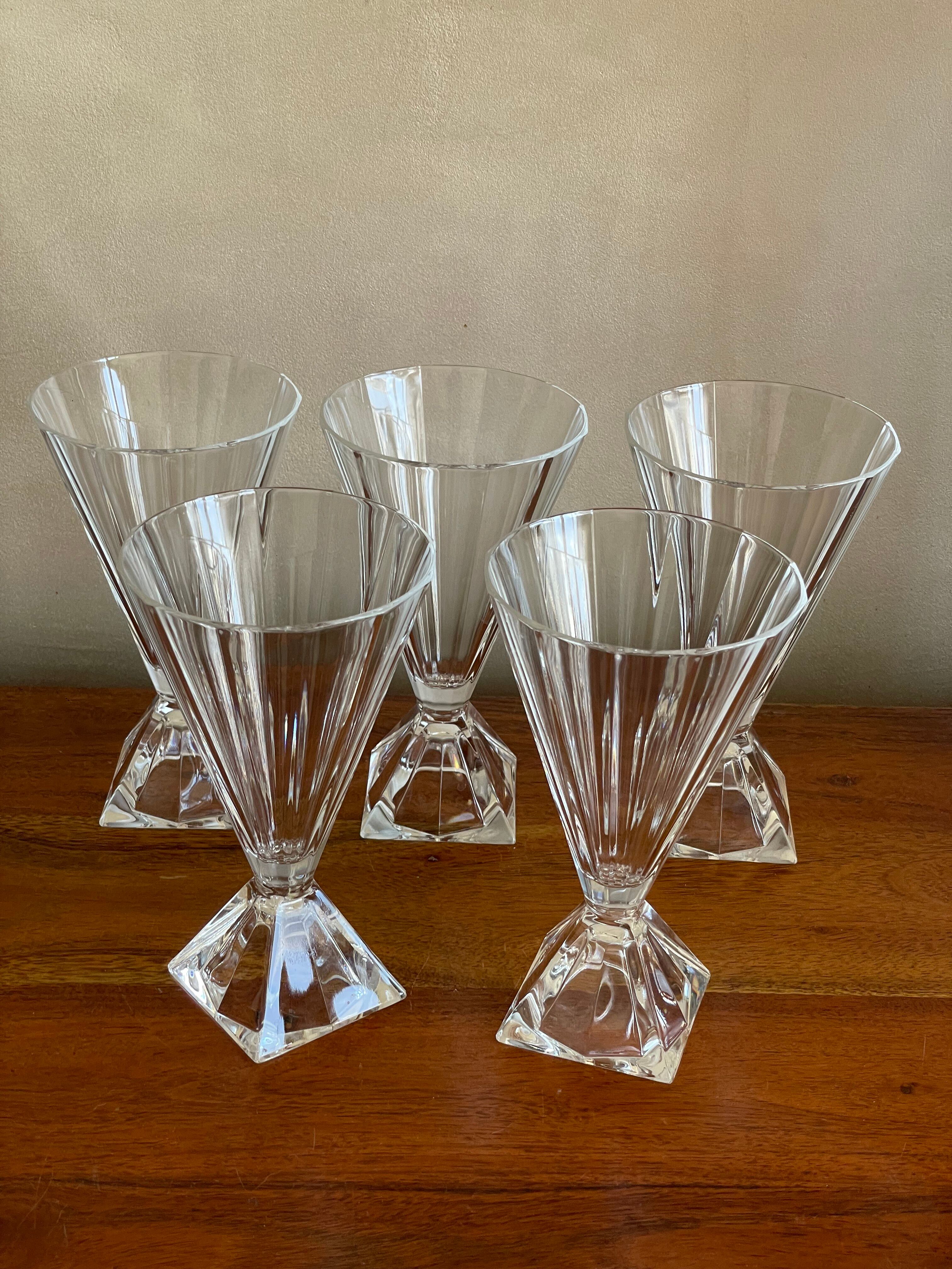 Art Deco crystal champagne coupes from Arques