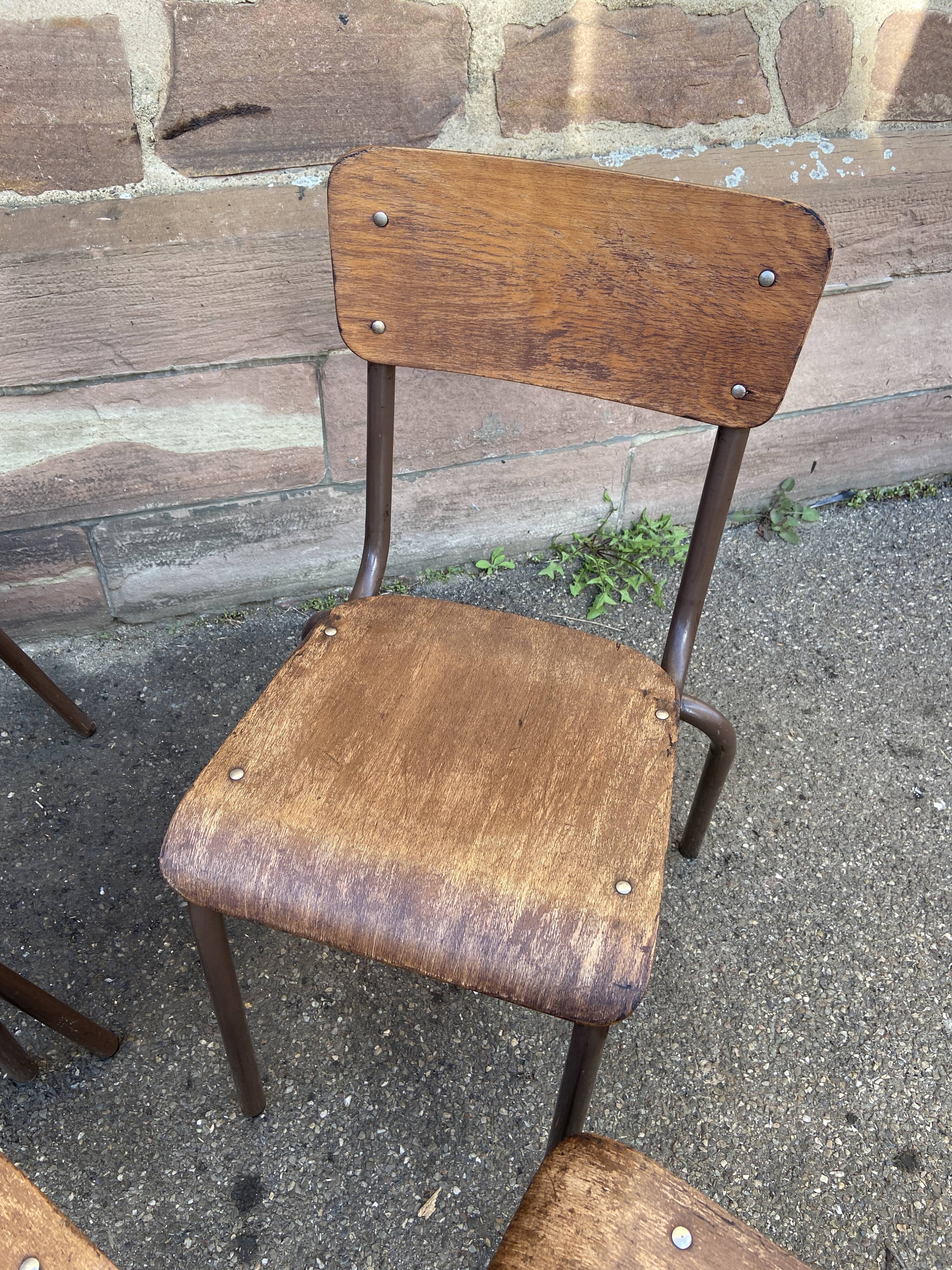 Set of 4 industrial chairs vintage school communities mullca 60s