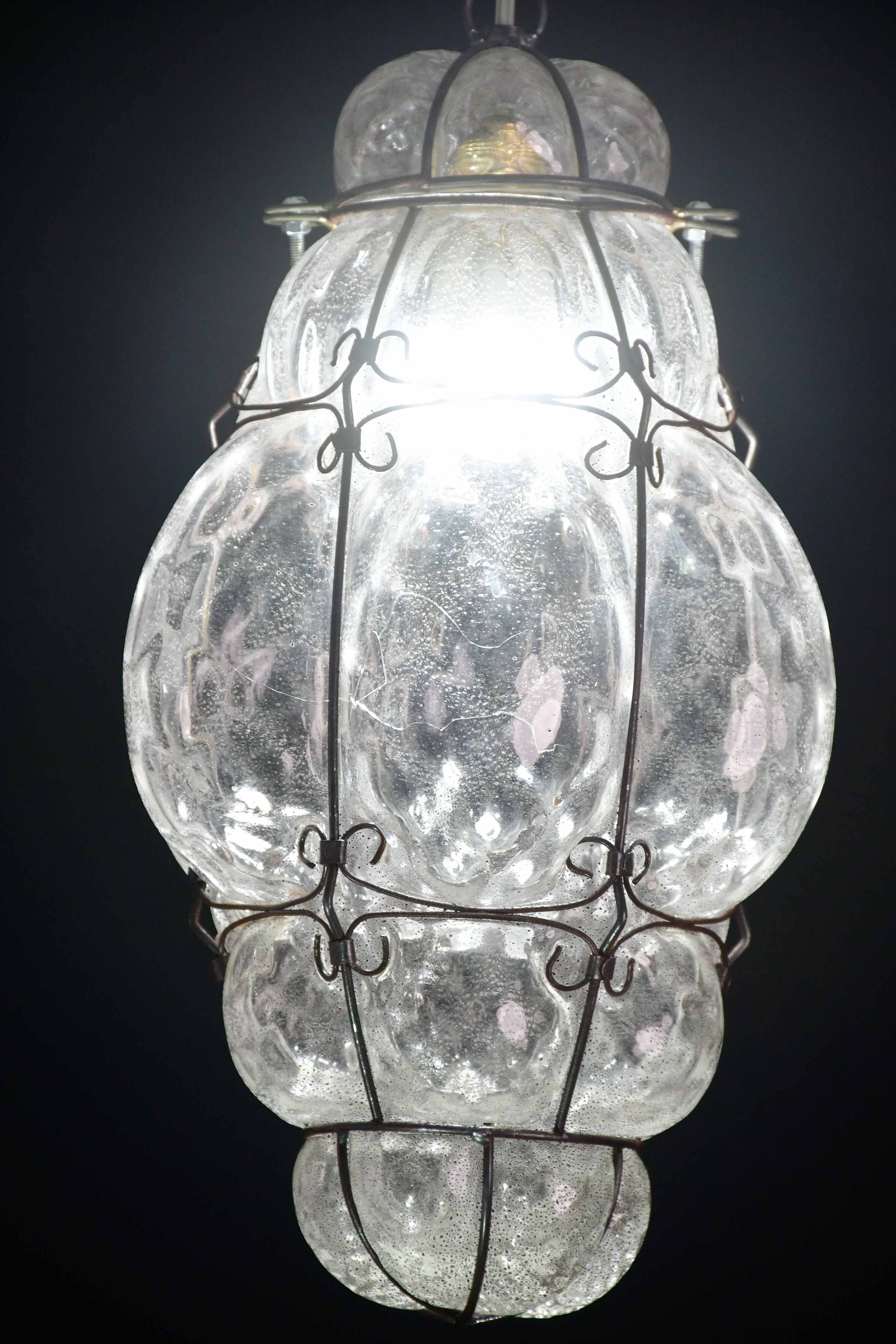 Venetian transparent lantern, Murano glass, Italy, 1970s