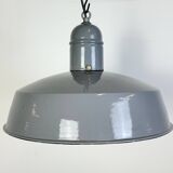 Industrial Grey Enamel Factory Pendant Lamp, 1960s