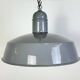 Lampe suspendue en émail gris industriel, années 1960