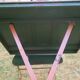 Mid century distressed painted iron garden table and 2 chairs, 1960s