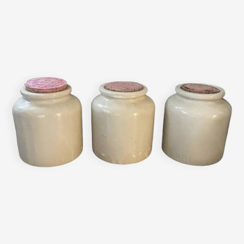 Set of 3 vintage stoneware jars