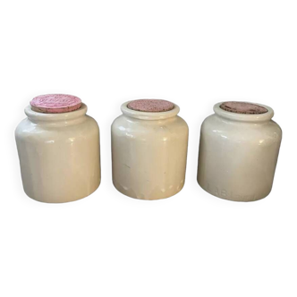 Set of 3 vintage stoneware jars