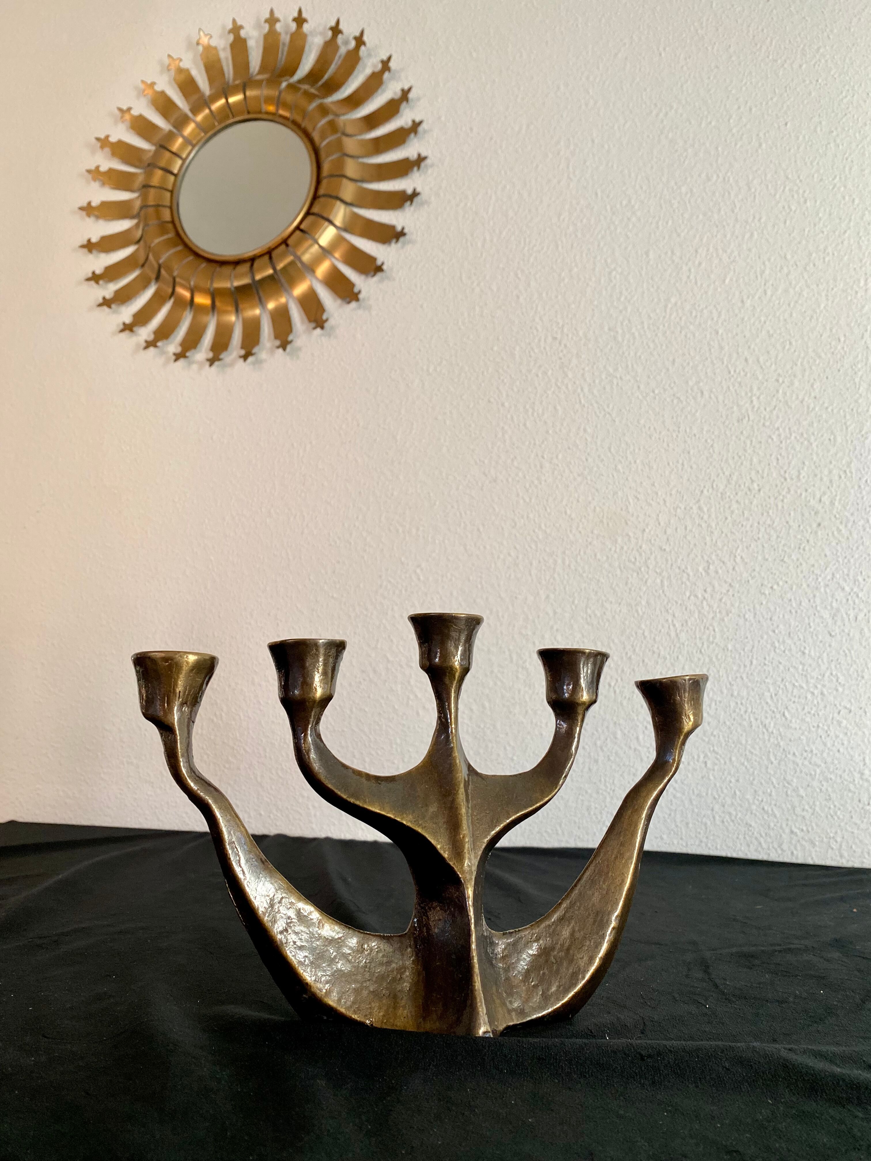 Old candlestick candlestick brutalist Gilde Handwerk solid Scandinavian brass