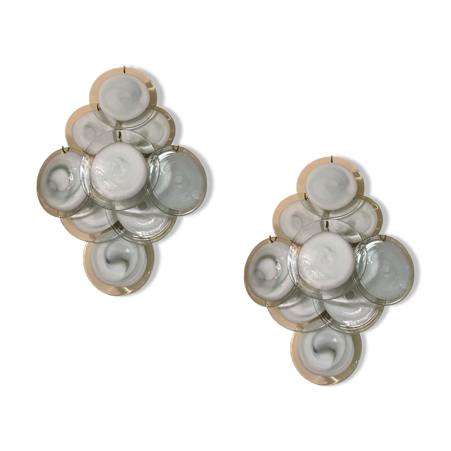 Murano Glass Disc Sconces, 1970s, Set of 2