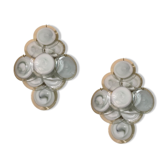 Appliques à disque en verre de Murano, années 1970, ensemble de 2