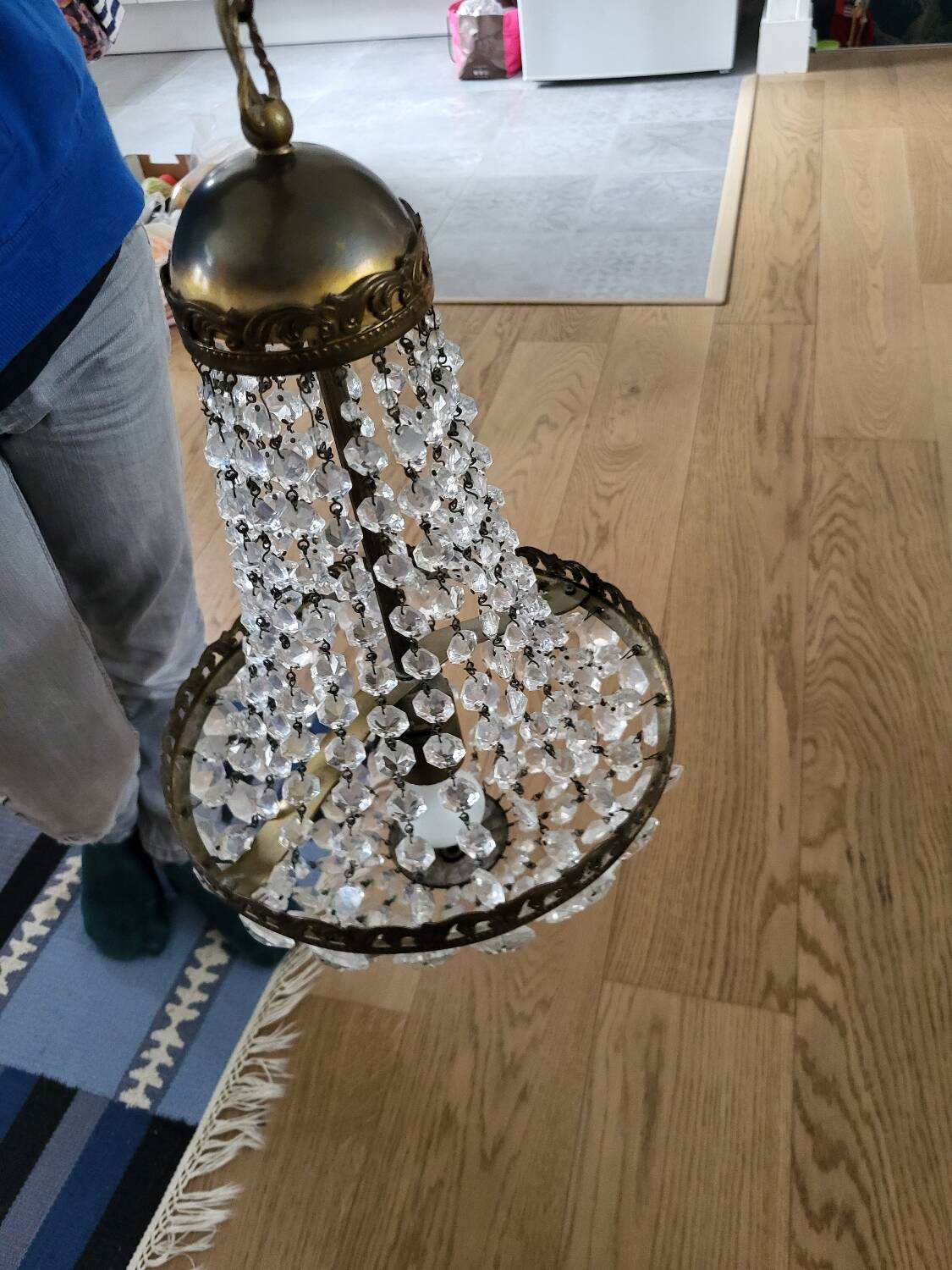 Hot air balloon chandelier with tassels