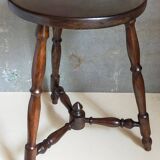 Vintage turned solid wood tripod stool