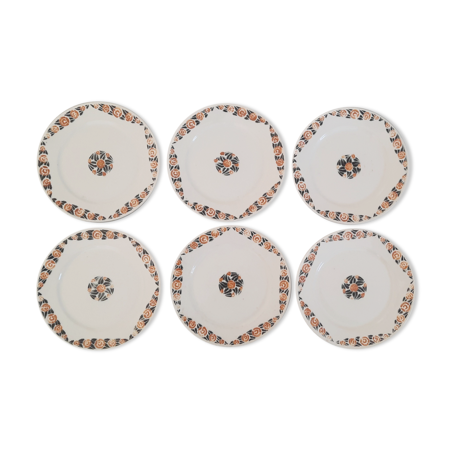 Badonviller Earthenware Dessert Plates Vintage Rosette Model