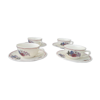 4 cups chocolate earthenware from Sarreguemines model Agreste diam 9.5 cm