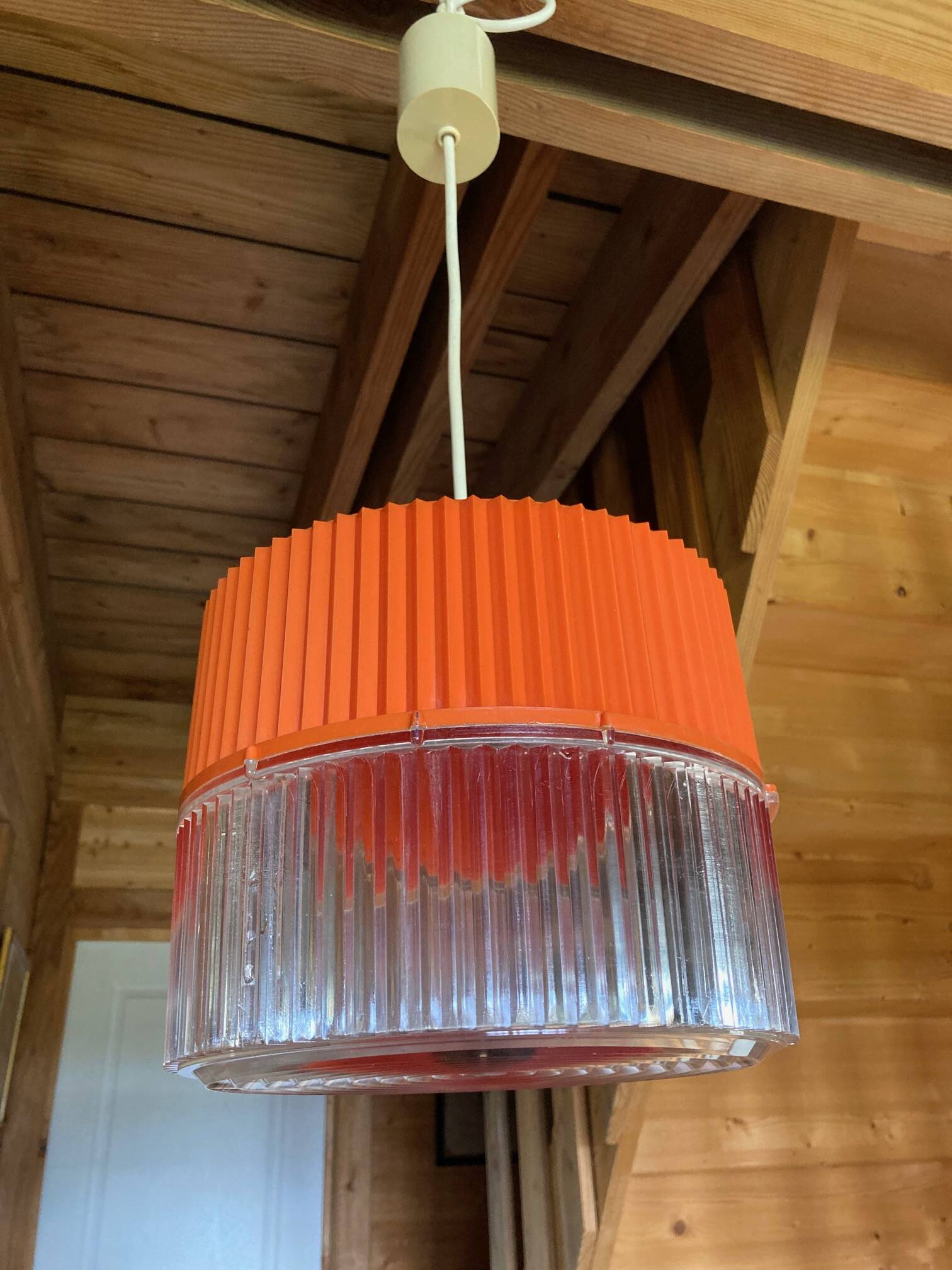 Vintage orange and transparent plastic pendant light