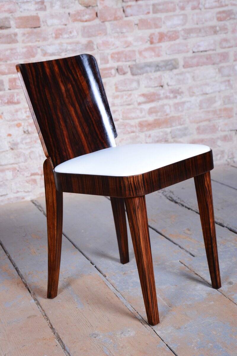 Art Deco Dining Set in Macassar and Leather by Oldřich Liška, Czech, 1920s, Set of 5