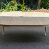 Scandinavian round extendable dining table renovated in wood 210cm