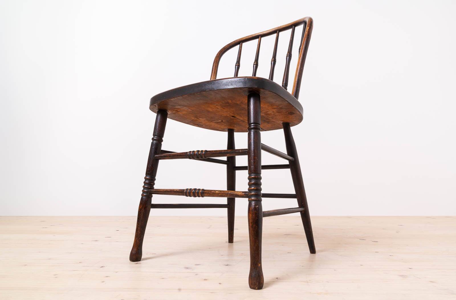 Set of 4 Countryside Style Dining Chairs, Spindle Back, Early 20th Century