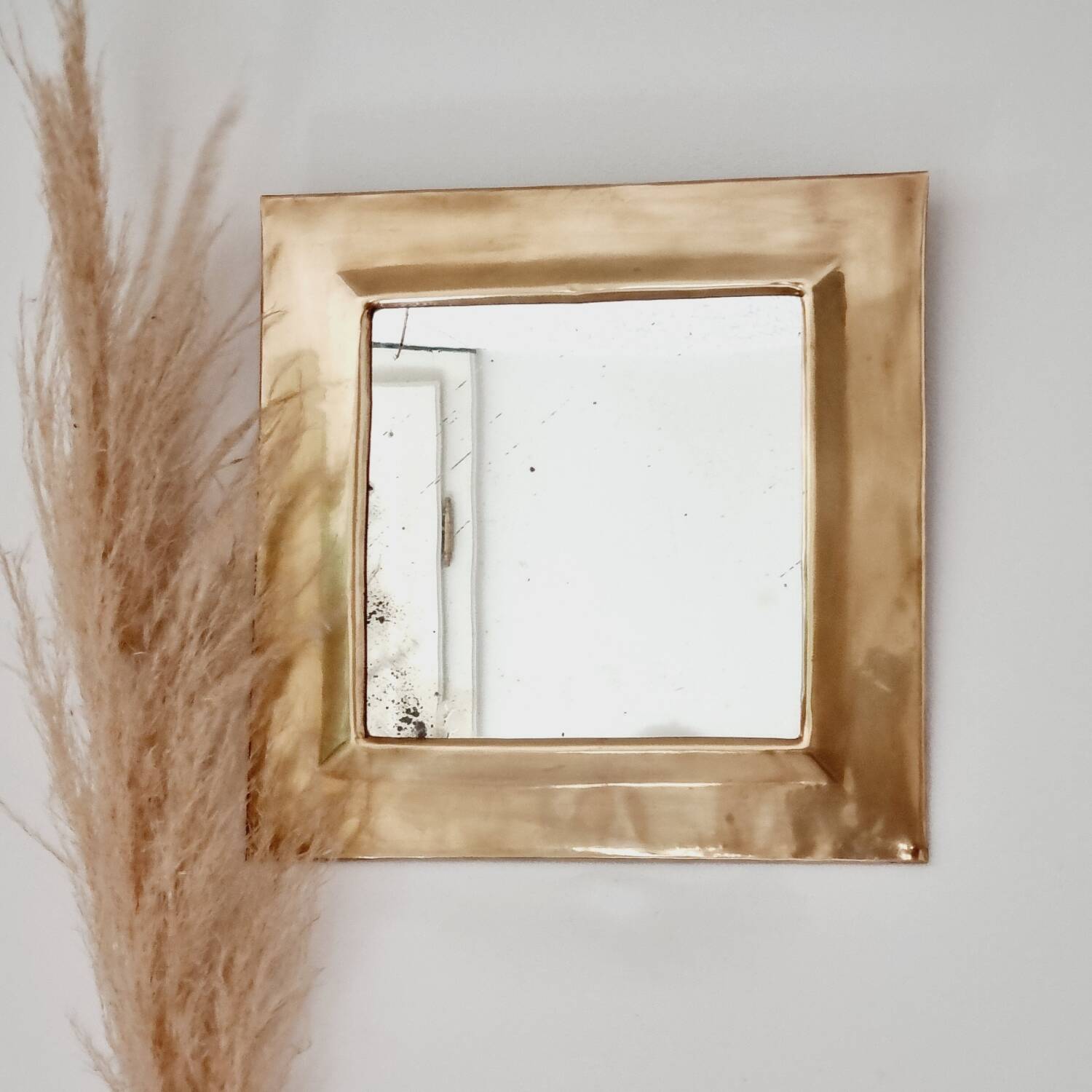 Square brass mirror