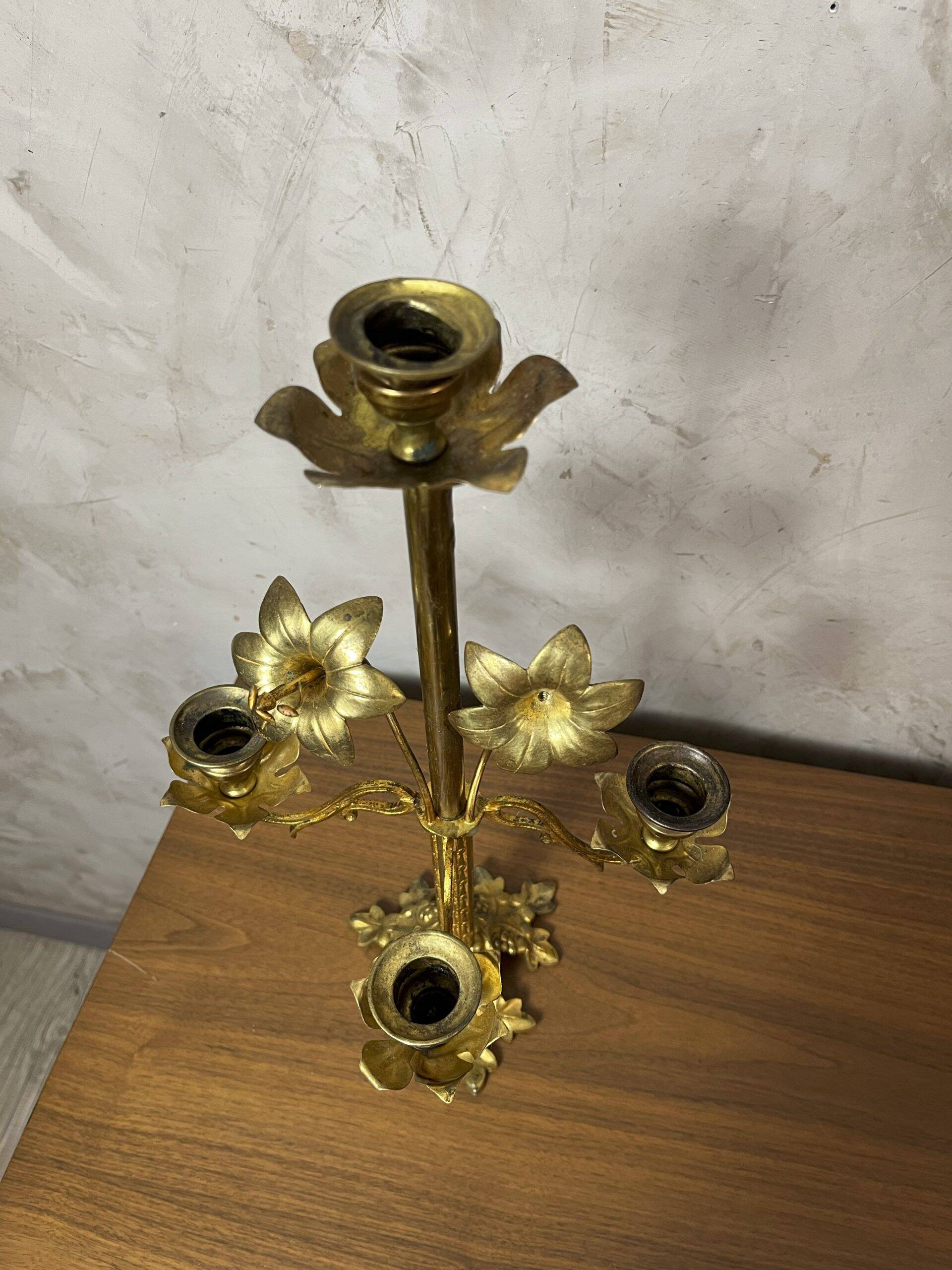 Brass flower candlestick
