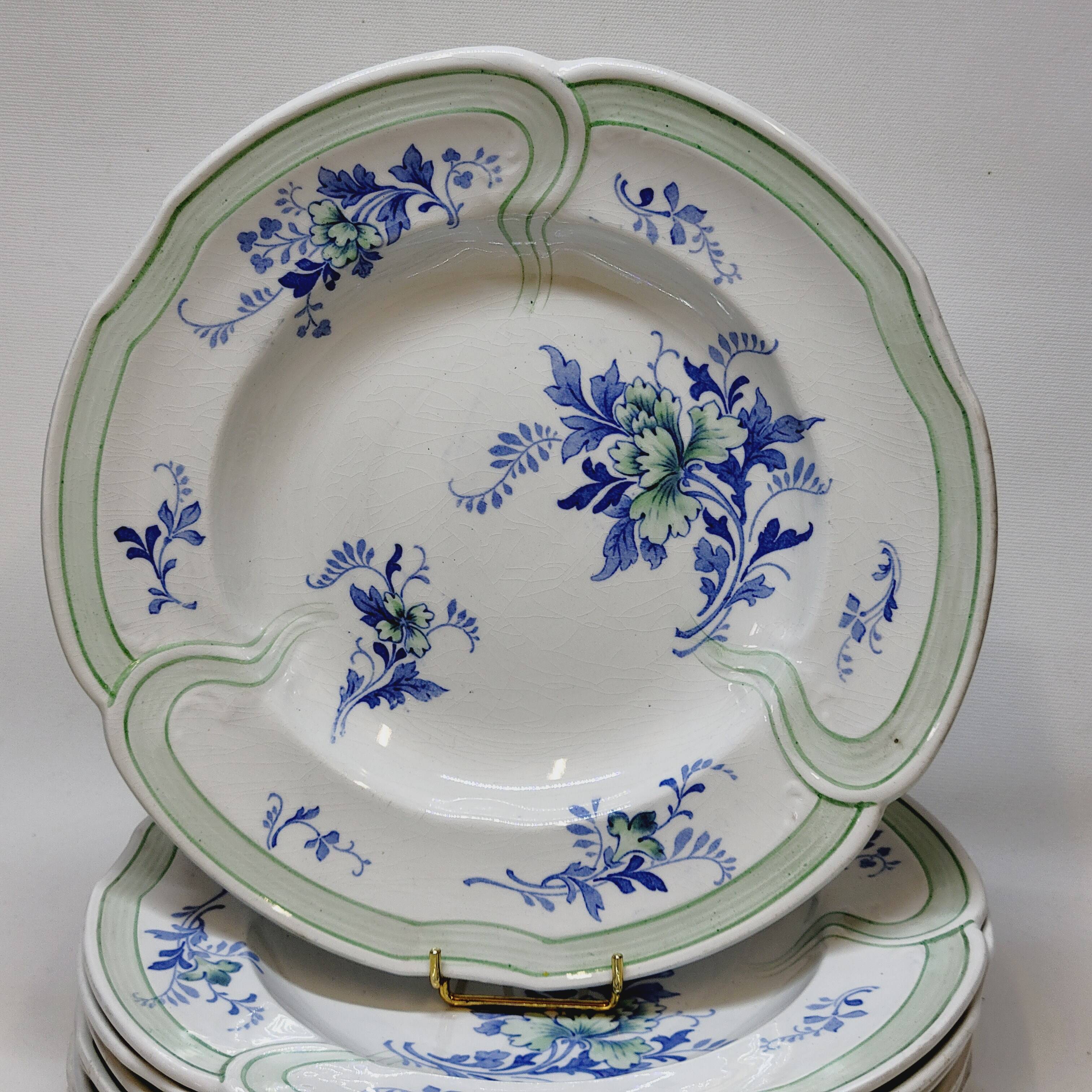 9 Antique KG Lunéville Plates, Regence Model