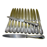 Set of 12 large BOULENGER knives in silver metal