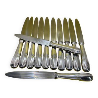Set of 12 large BOULENGER knives in silver metal