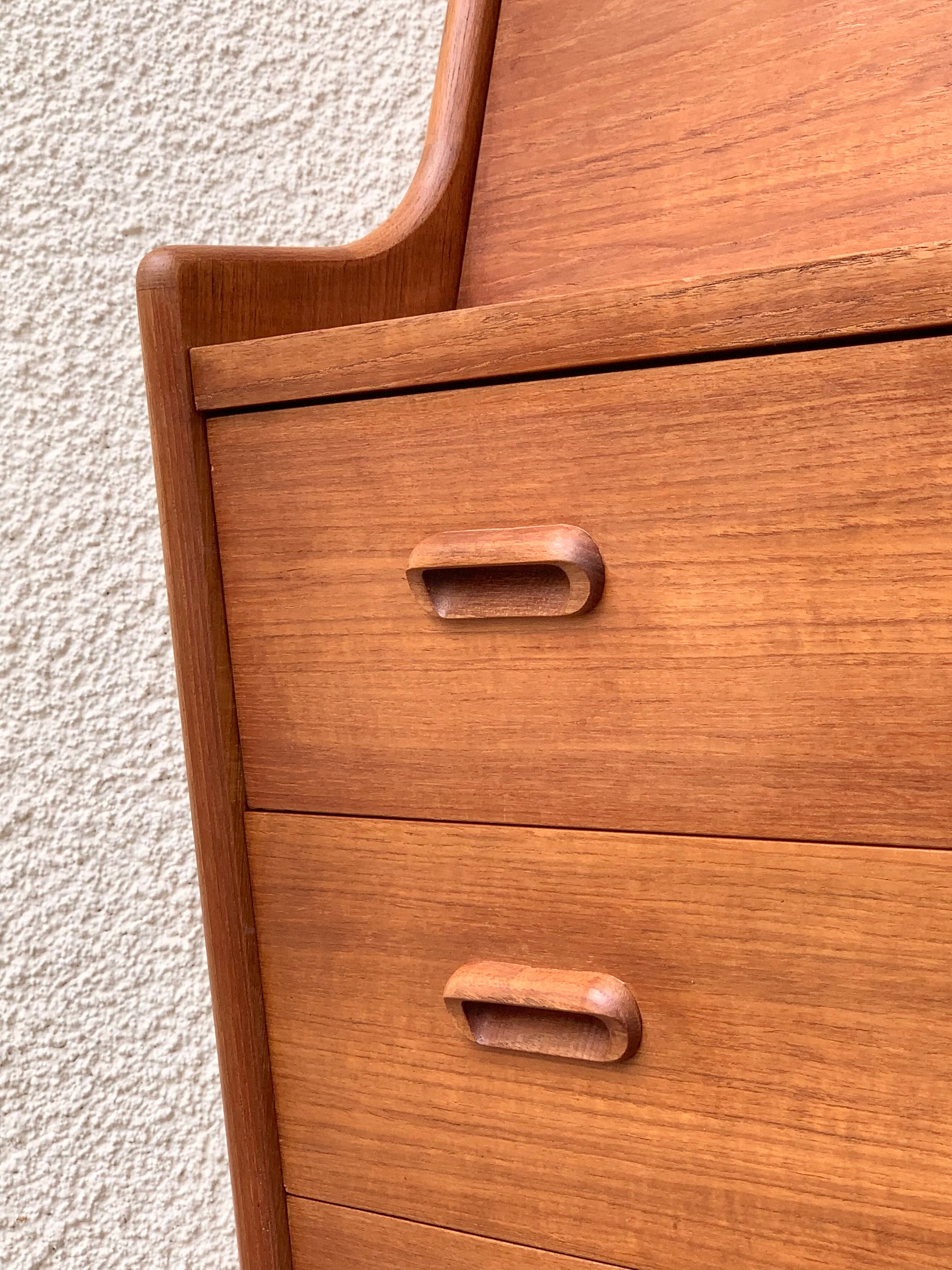 Secretary chest of drawers Teak by Arne Wahl Iversen for Falster Modelfabrik 1960