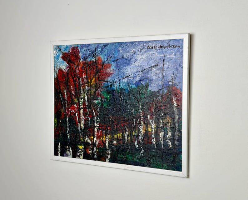 Swedish Oil on Panel – “Forest” by Claes Henrikson – Vintage & Framed