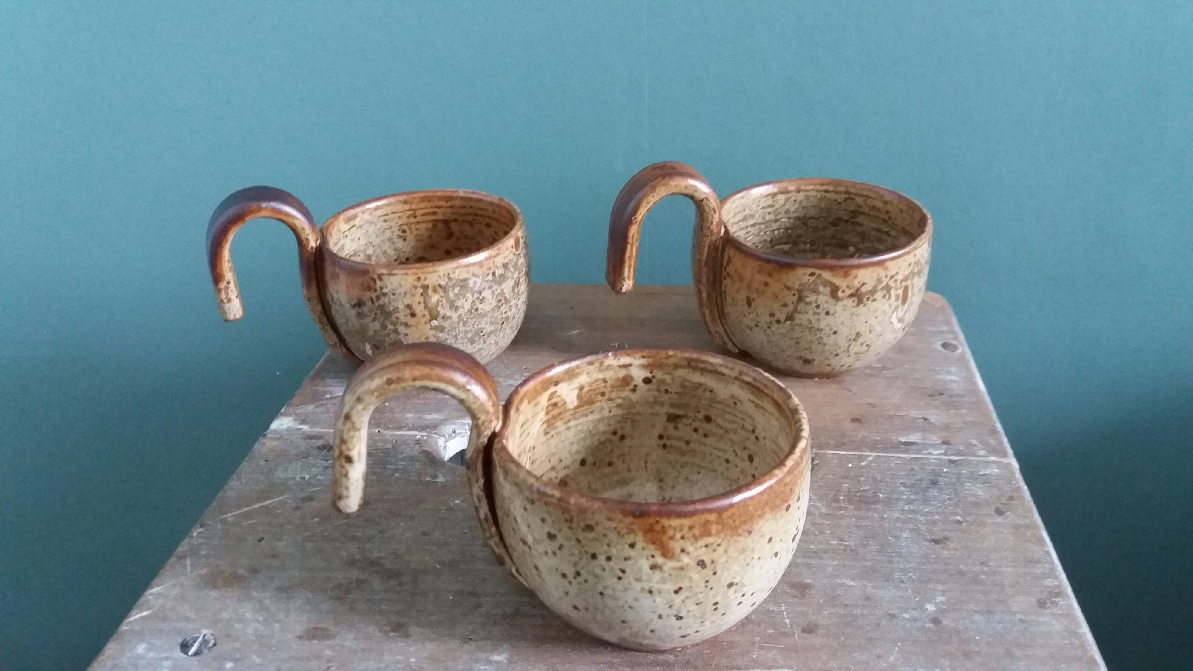 Sangria or punch cups in stoneware from Puisaye, Jean-Pierre Prud’homme