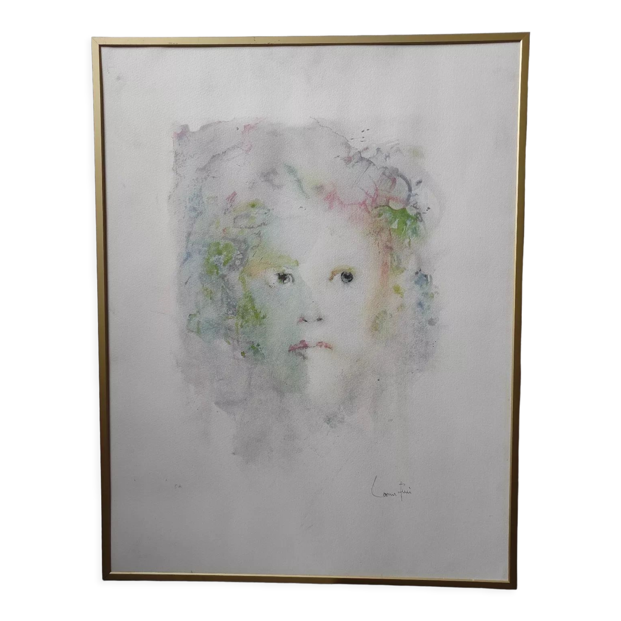 Young woman with green hair -Lithograph signed- Leonor Fini EA