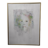 Young woman with green hair -Lithograph signed- Leonor Fini EA