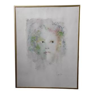 Young woman with green hair -Lithograph signed- Leonor Fini EA