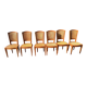Six chaises Art Déco , années 60 hêtre et cannage