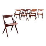 Set of 8 dinning chairs model 71, Arne Hovmand Olsen for Mogens Kold, 1960s