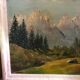 Old painting oil on panel p. FOY Mountain view + Frame Wood Vintage White