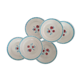 Lot de 6 assiettes à dessert anciennes modèle "Charente" de la manufacture française Moulin des Loups
