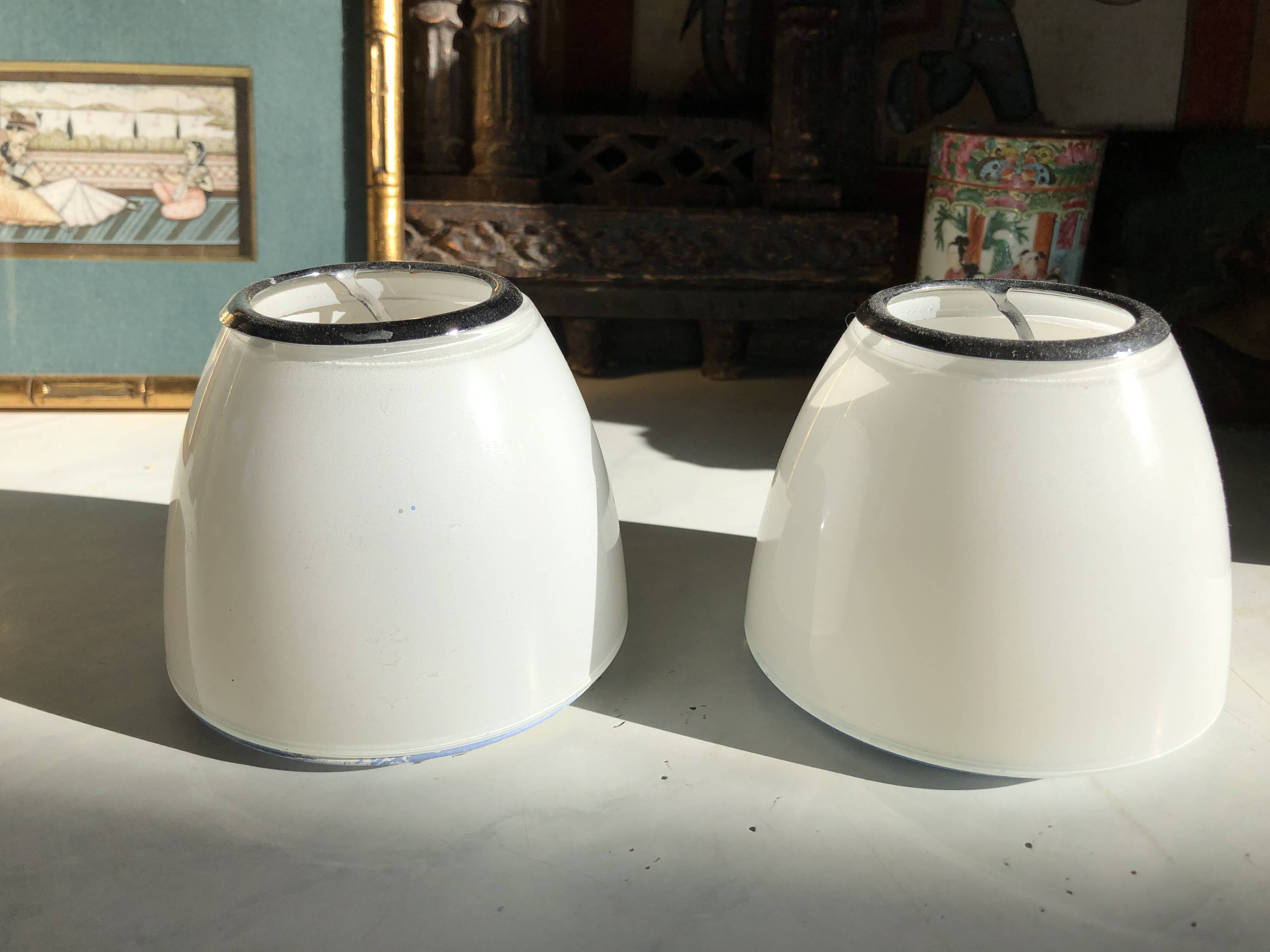 Pair of wall lights/White opal glass & Metal/Design Artémide/G Gismondi