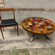Roche Bobois in 1970s ceramic and wrought iron round coffee table