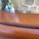1970 wood and leather 86cm round mirror design