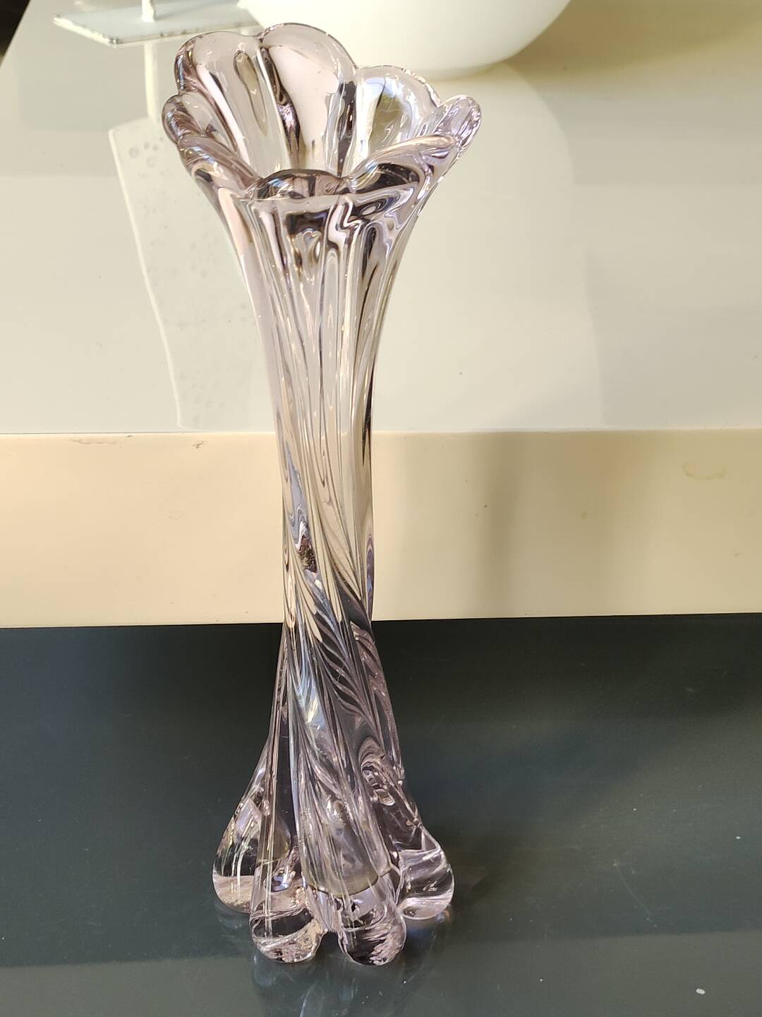 Large Floral Design Vase. Blown Murano Art Glass. Pink Tones, 30.5cm