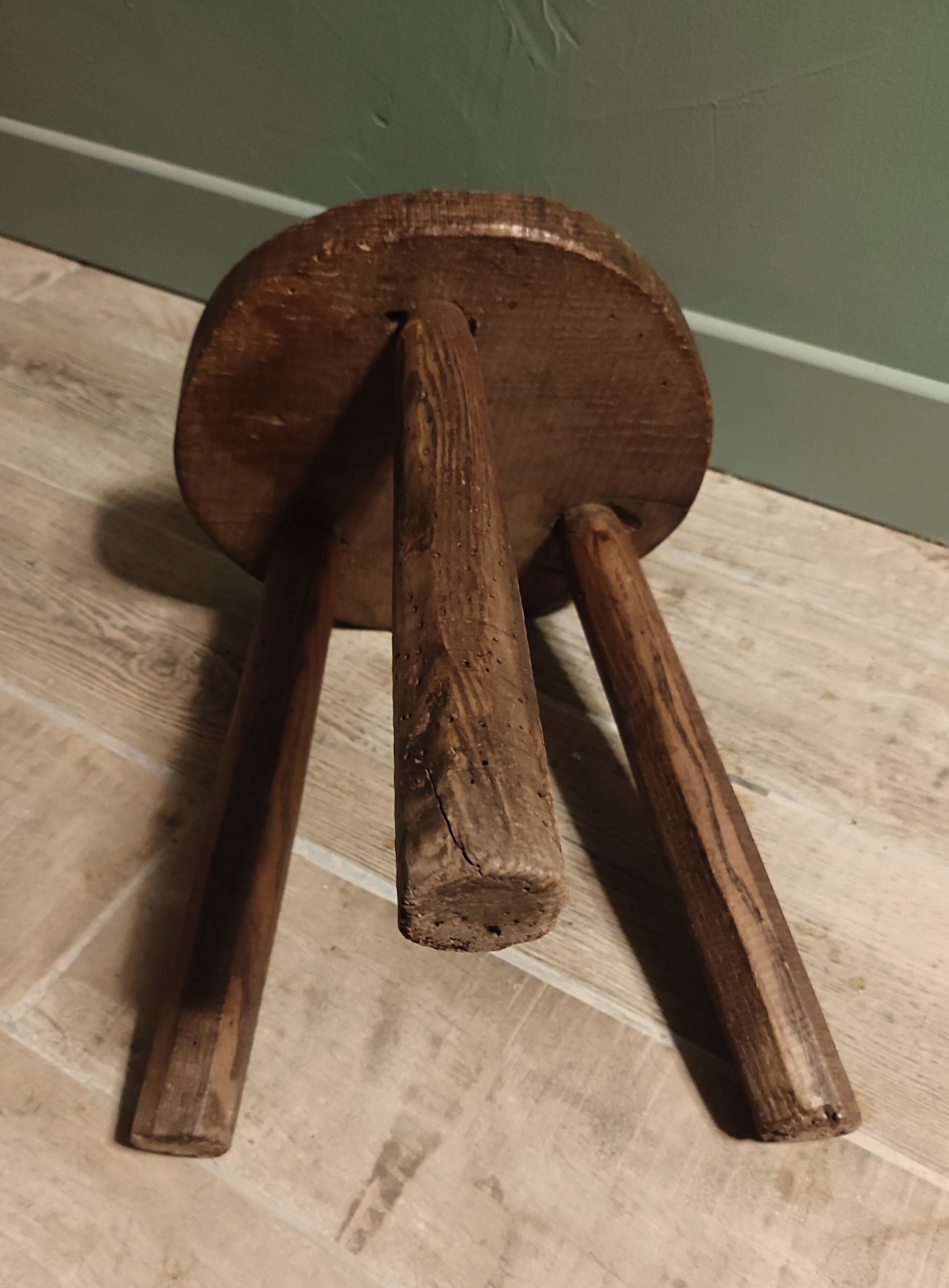 Stool solid oak tripod brutalist shepherd
