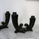Pair of Art Deco candle holders in black ceramic