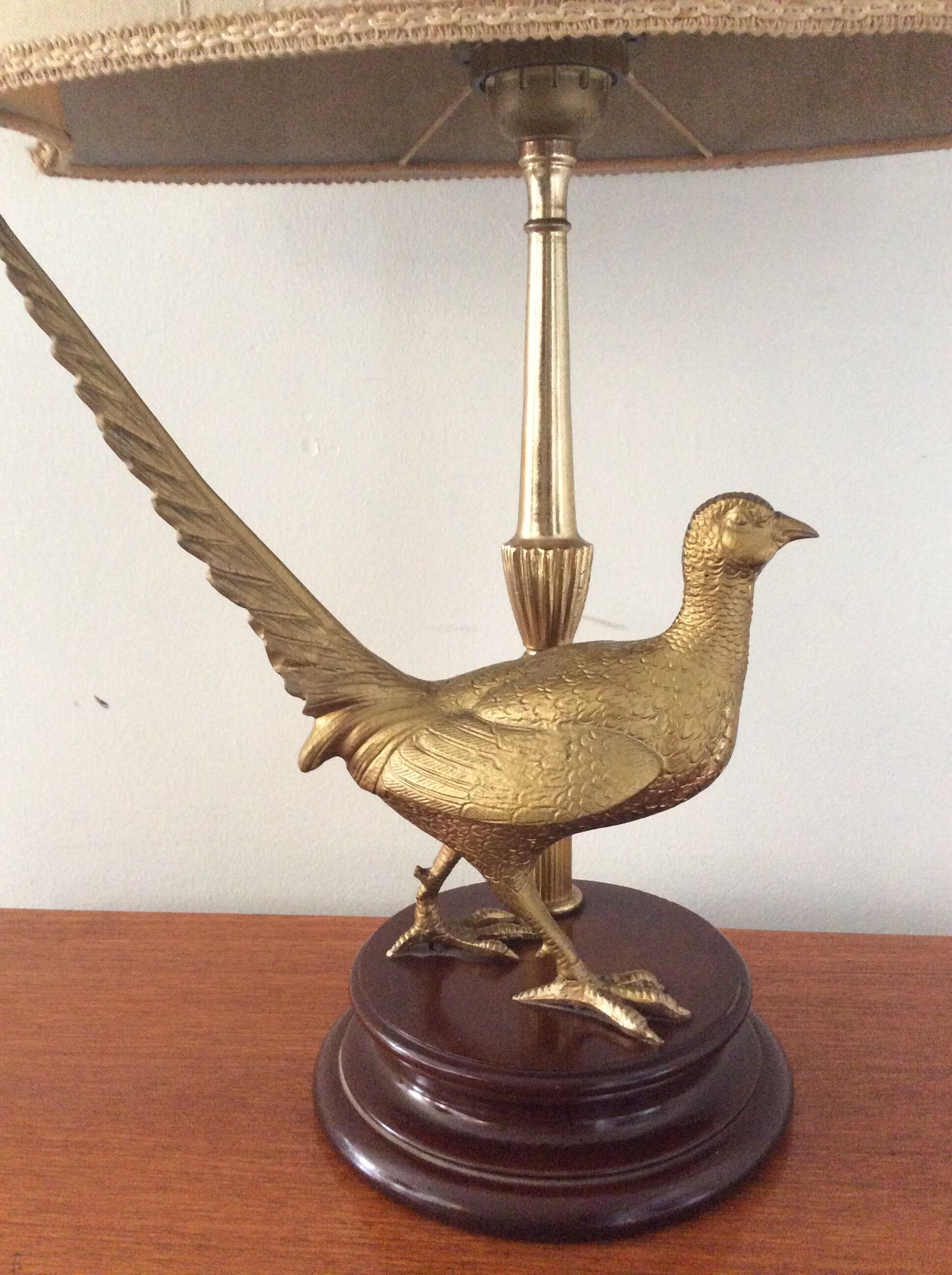 Vintage lamp 70s bronze pheasant