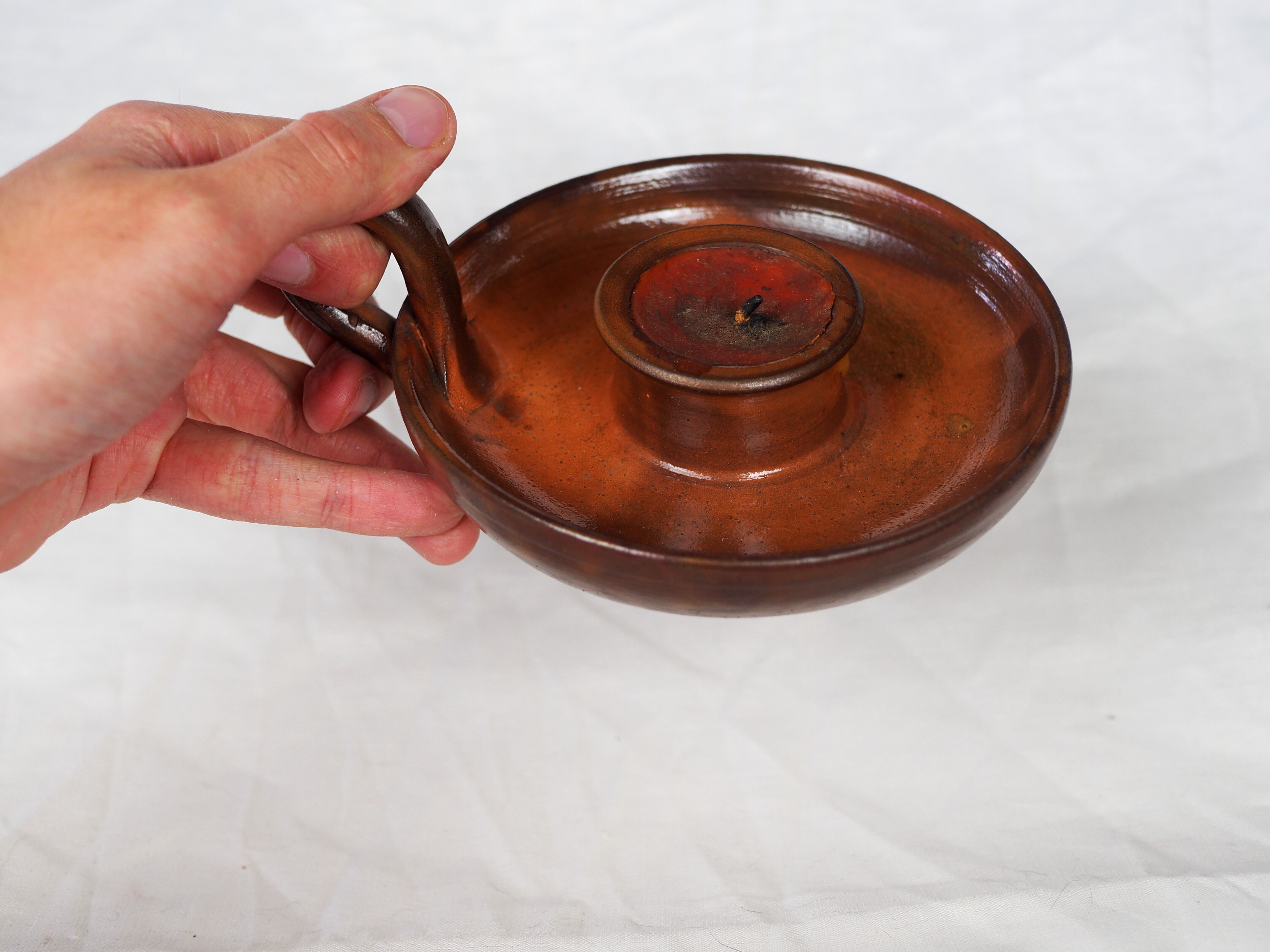 Hand candle holder in smoked sandstone - 70s